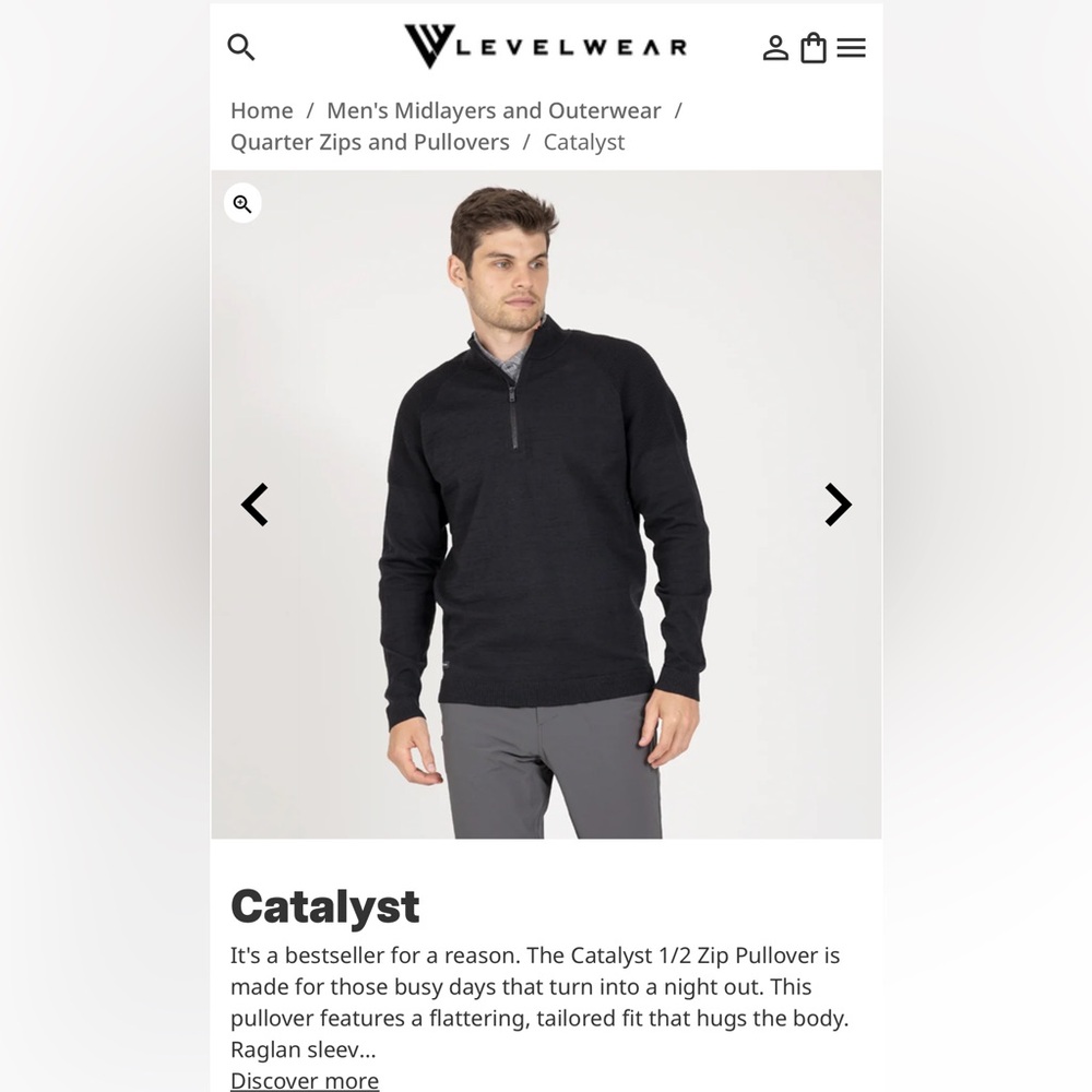 Levelwear Men's Black Zip Up Sweater